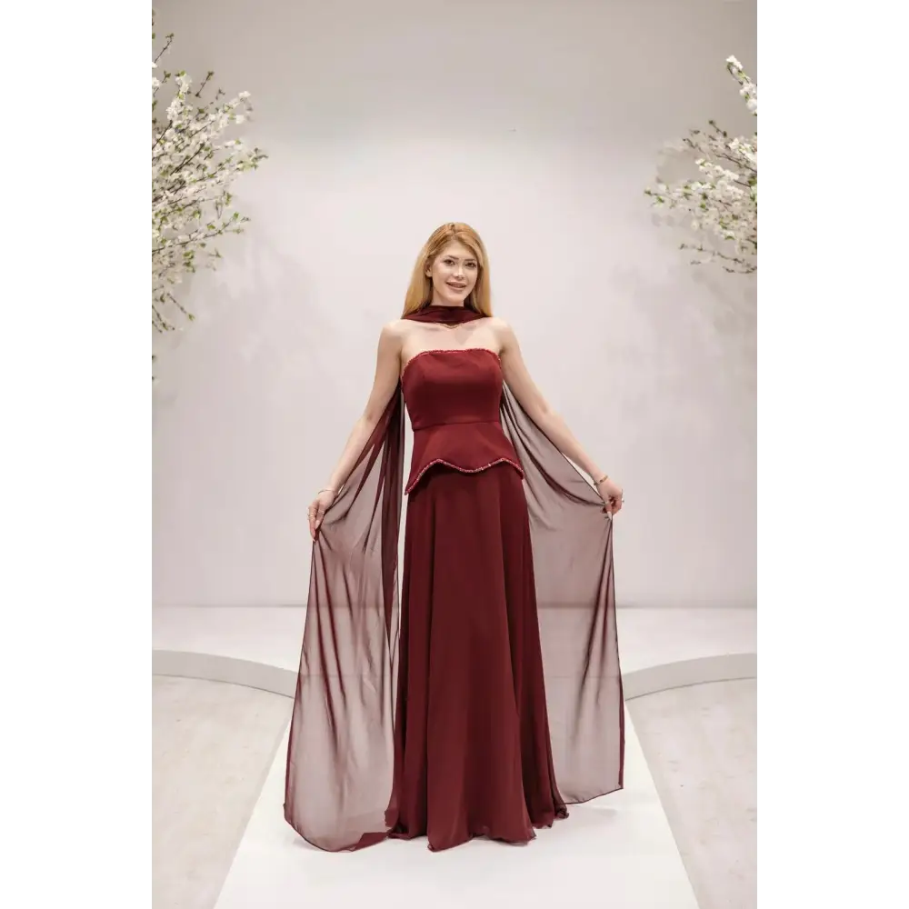 Abendkleid-Almina-dunkelrot - Abendkleid