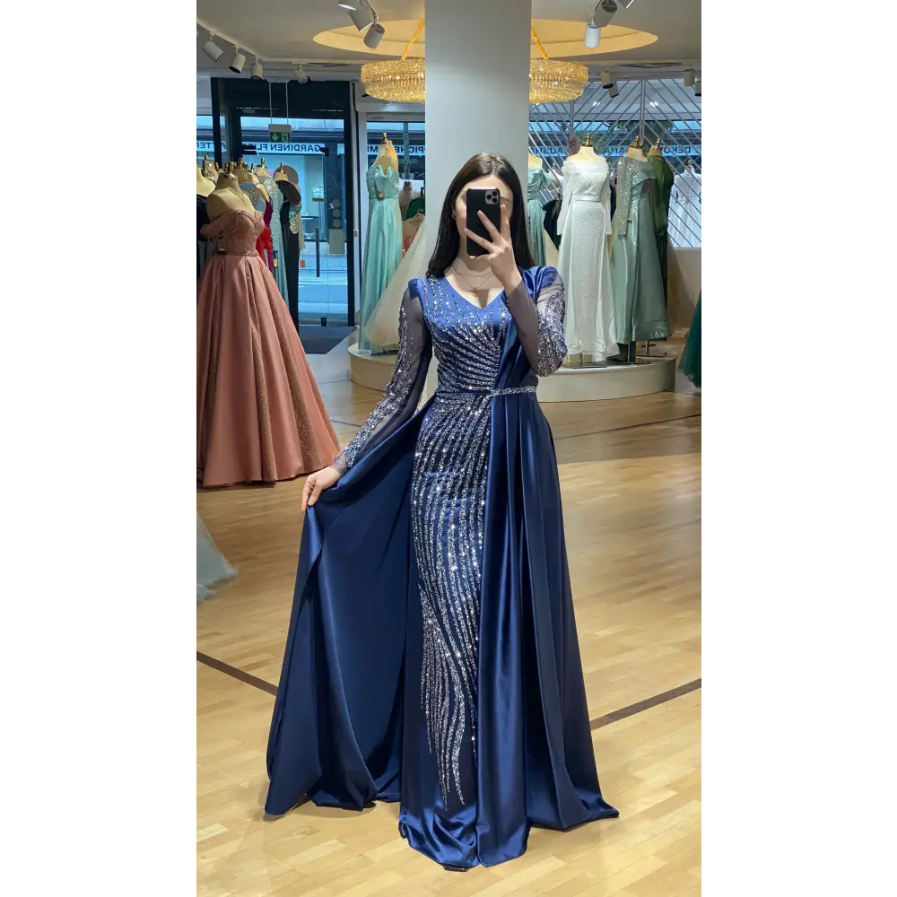 Abendkleid-Arzu-dunkelblau - Miss LIMA Braut & Abendmode