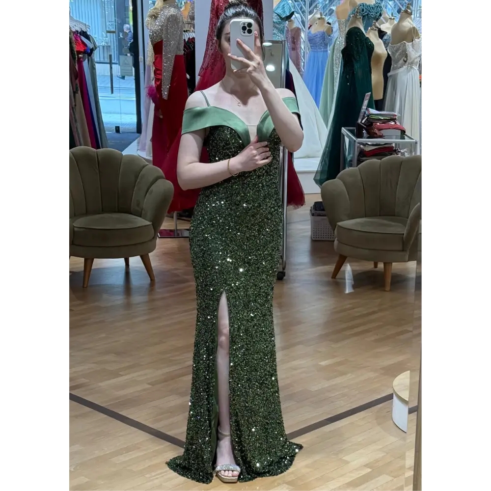 Abendkleid-Celine-kaki - Abendkleid