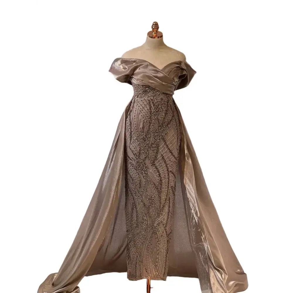 Abendkleid-Damla-taupe - Miss LIMA Braut & Abendmode