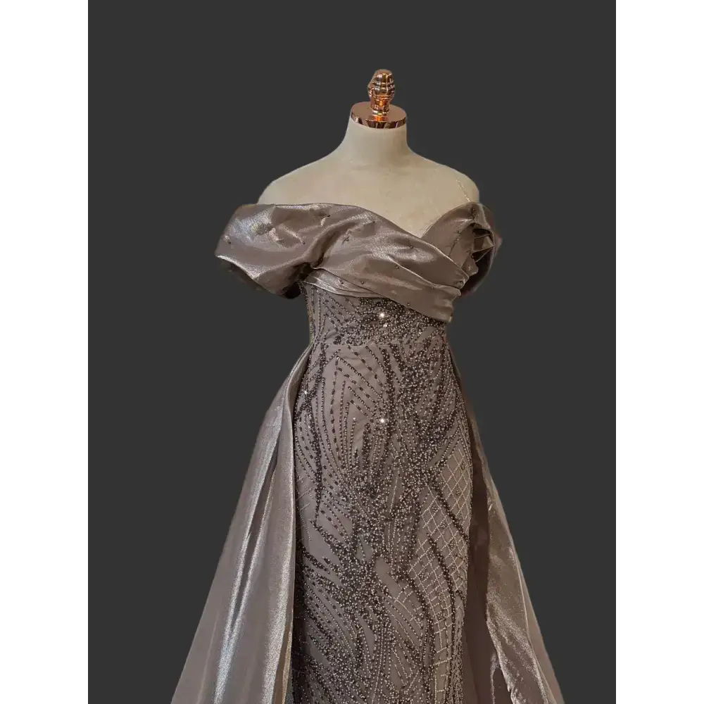 Abendkleid-Damla-taupe - Miss LIMA Braut & Abendmode