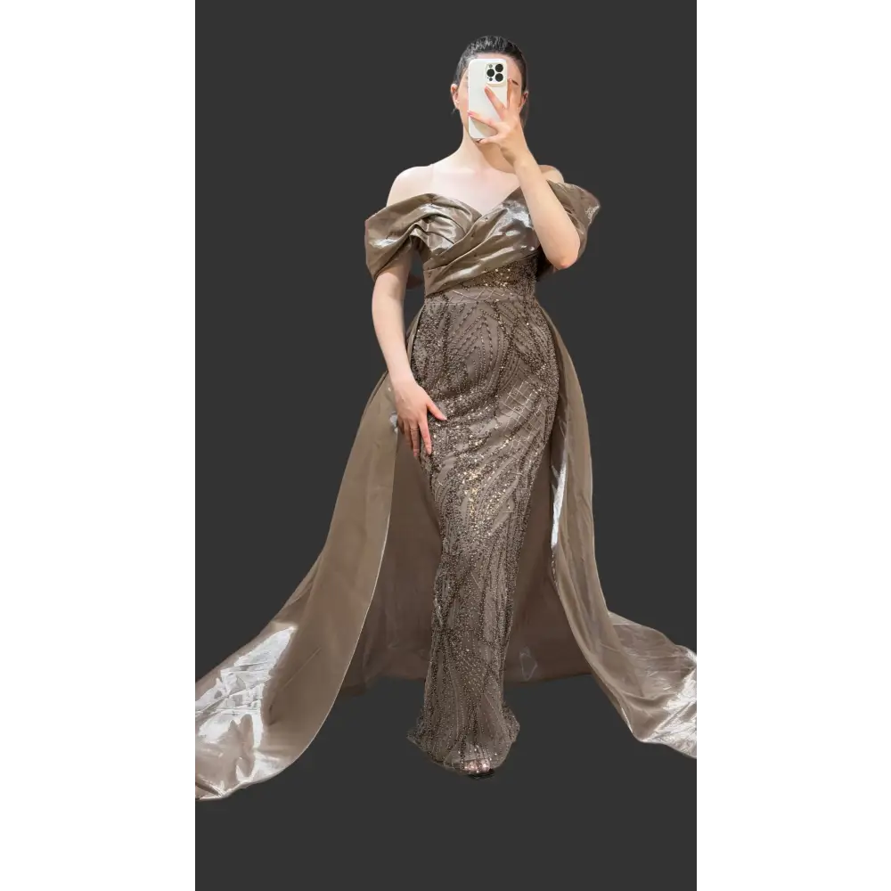 Abendkleid-Elara-taupe - Abendkleid