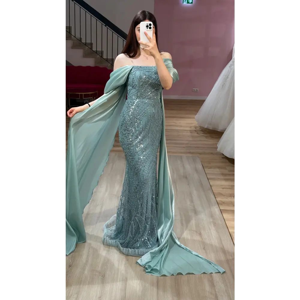 Abendkleid-Laura-mintgrün - Abendkleid