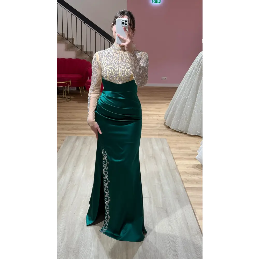 Abendkleid-Laura-Smaragdgrün - Abendkleid