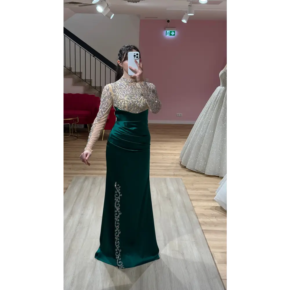 Abendkleid-Laura-Smaragdgrün - Abendkleid