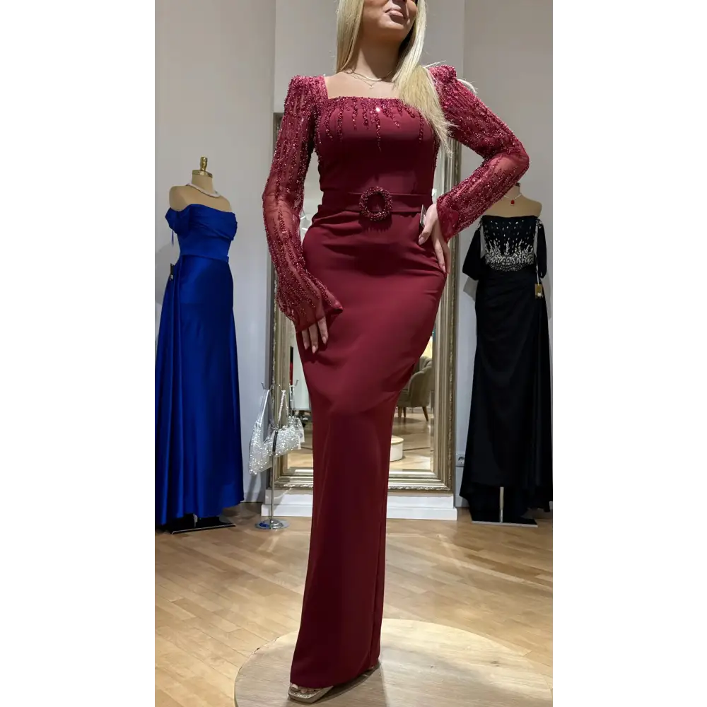 Abendkleid-Lorina-Bordeaux - Miss LIMA Braut & Abendmode