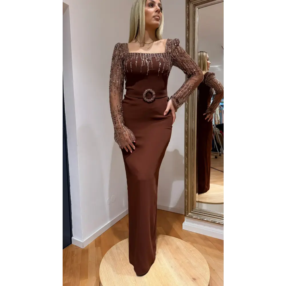 Abendkleid-Lorina-braun - Miss LIMA Braut & Abendmode