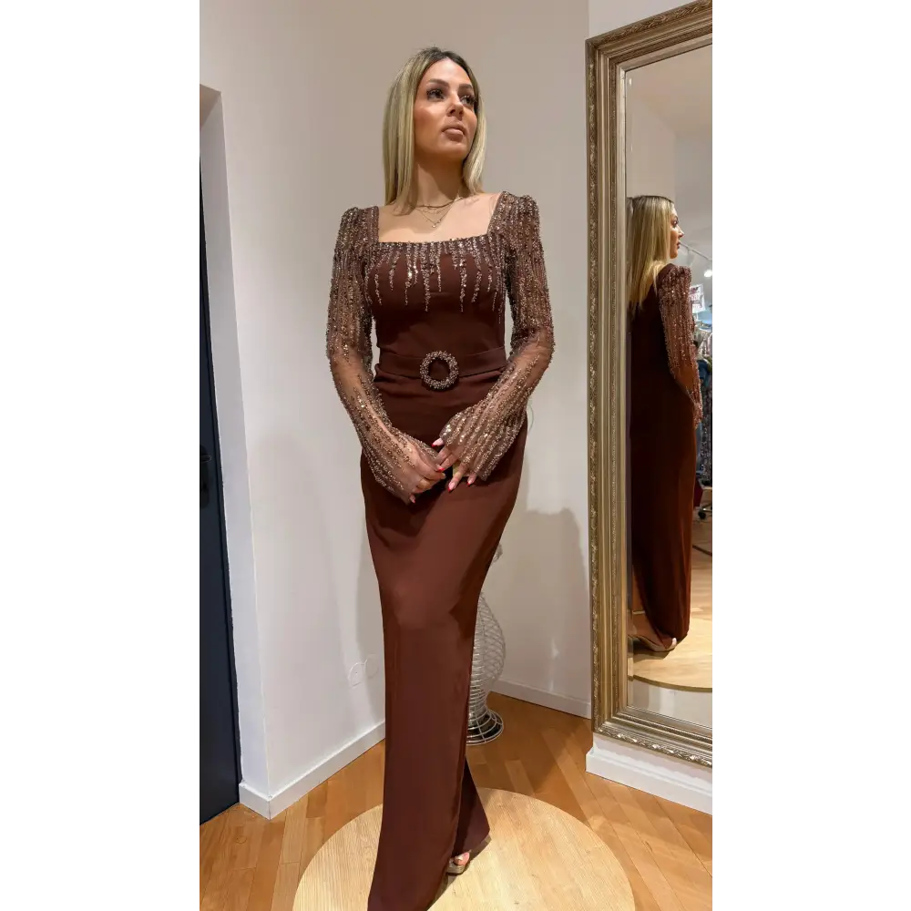 Abendkleid-Lorina-braun - Miss LIMA Braut & Abendmode