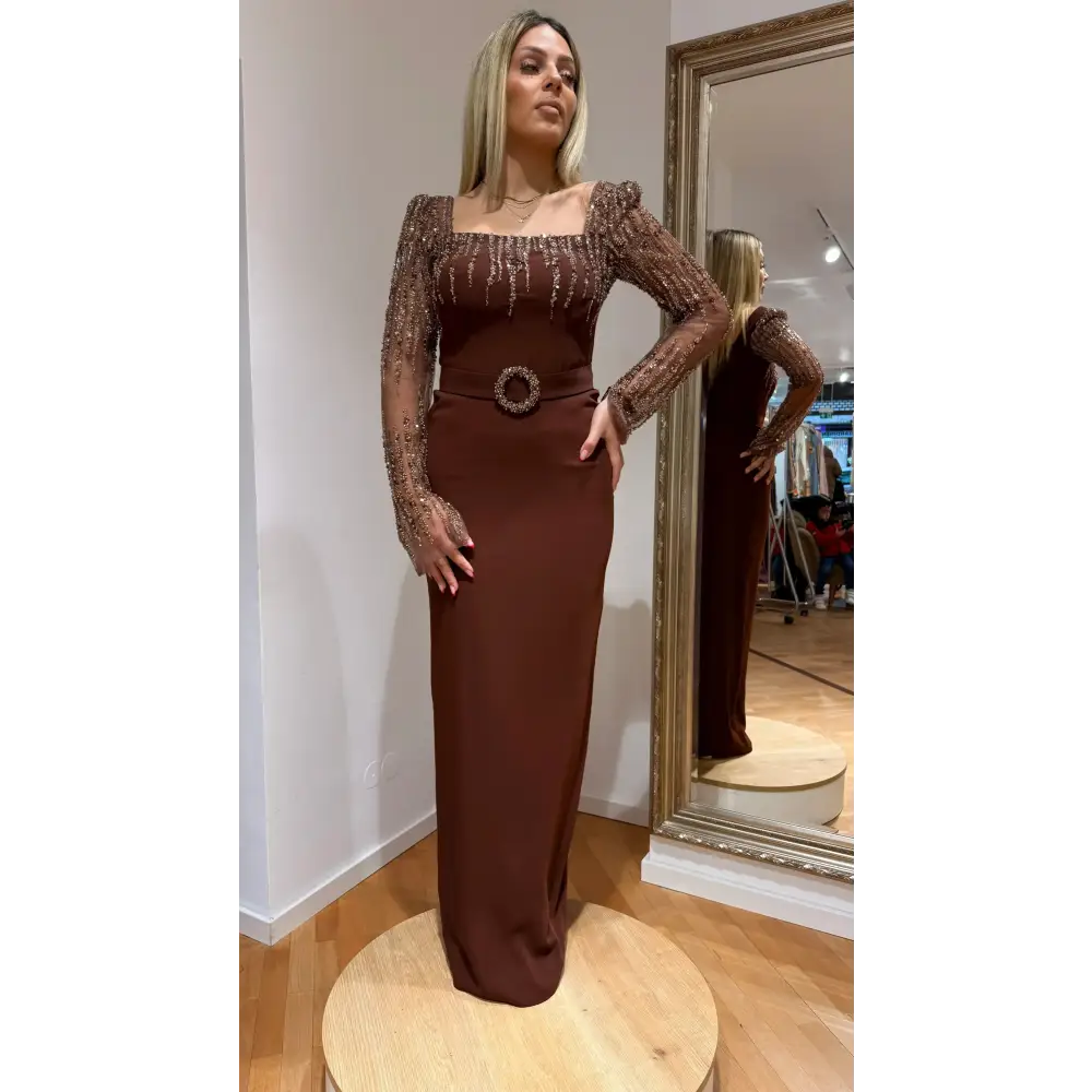 Abendkleid-Lorina-braun - Miss LIMA Braut & Abendmode