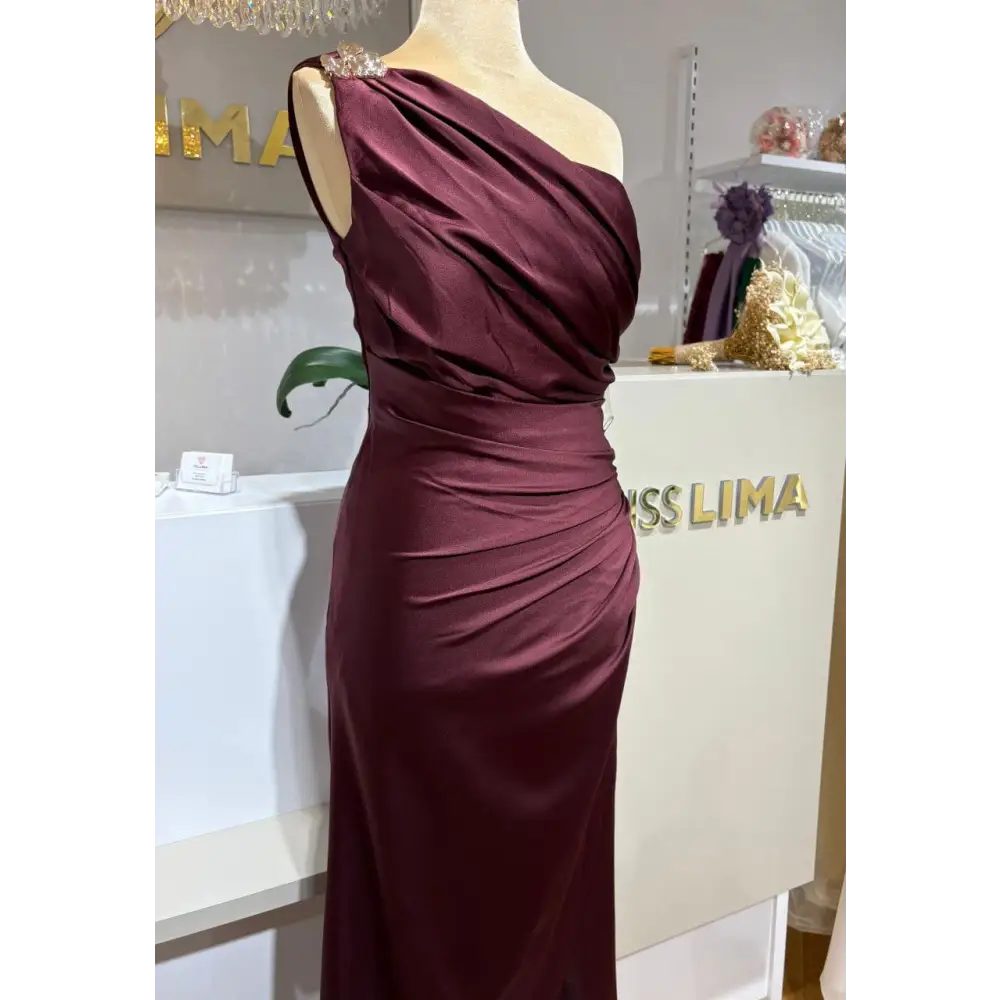 Abendkleid-Luna-dunkelrot - 40 - Abendkleid