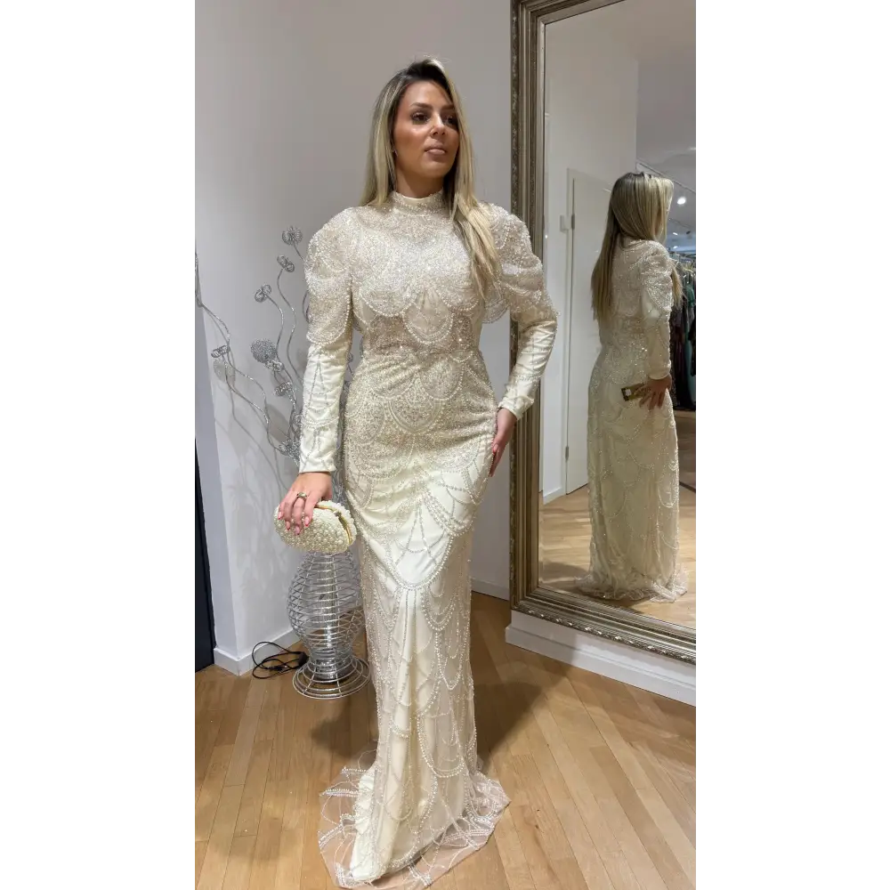 Abendkleid-Neval-creme - Miss LIMA Braut & Abendmode