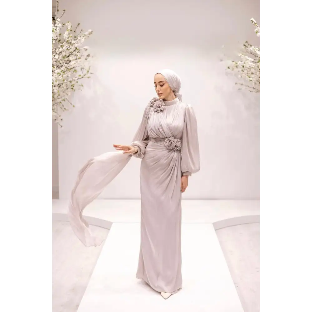 Abendkleid-Serina-taupe - Abendkleid