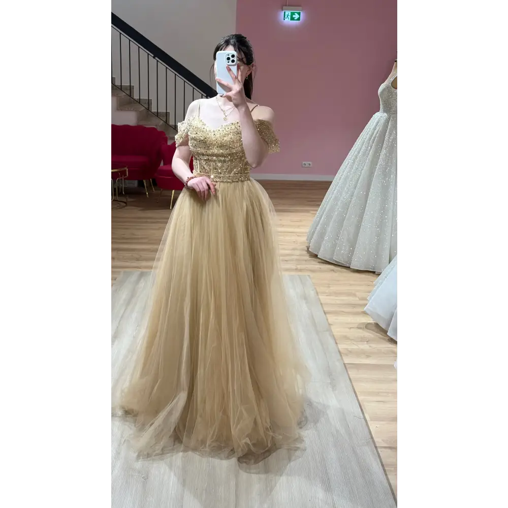 ￼ Abendkleid-Sofina-gold - Abendkleid
