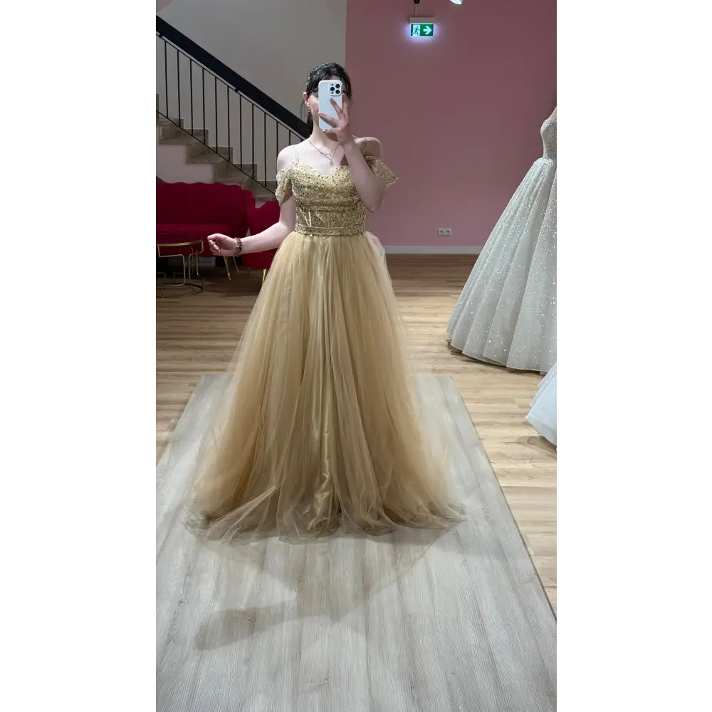 ￼ Abendkleid-Sofina-gold - Abendkleid